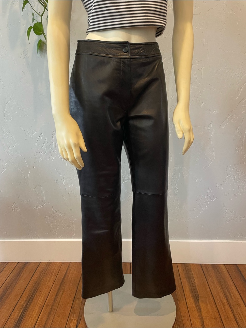 Classiques Entier genuine Black Leather Flared Pants 2P